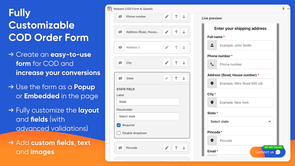 Releasit COD Form & Upsells